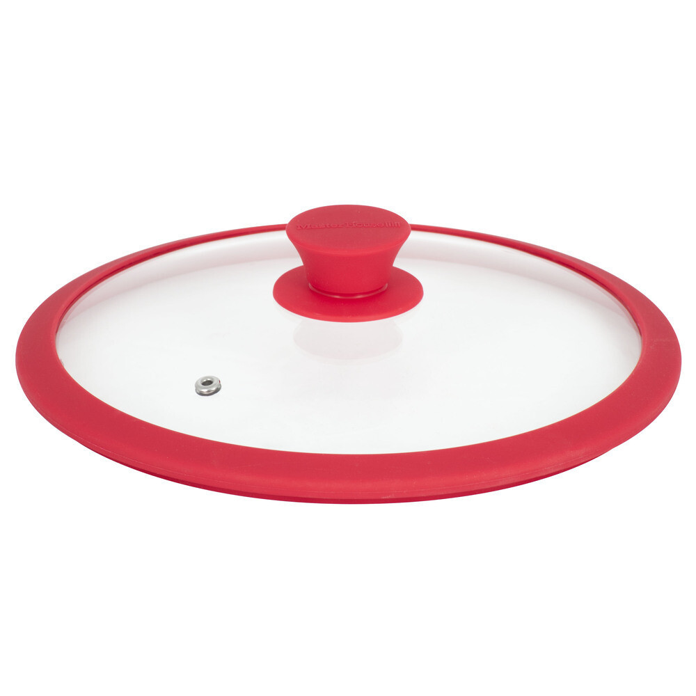 Крышка стеклянная Master House София с силиконовым ободом d24 см красная