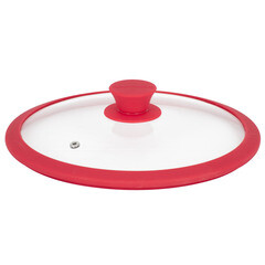 Крышка стеклянная Master House София с силиконовым ободом d26 см красная - фото 1