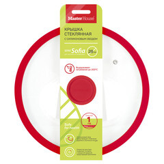 Крышка стеклянная Master House София с силиконовым ободом d28 см красная - фото 2