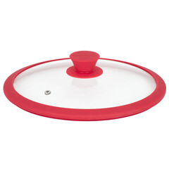 Крышка стеклянная Master House София с силиконовым ободом d28 см красная - фото 1