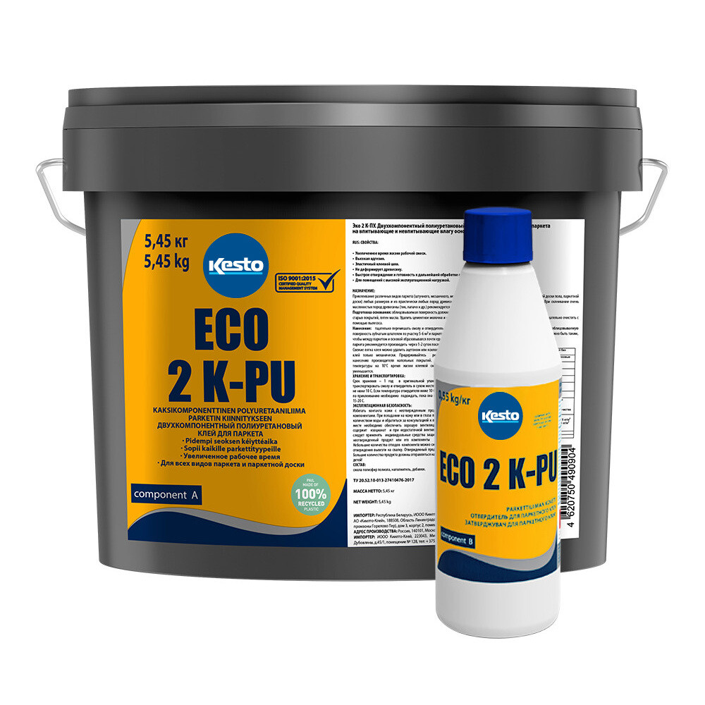 Изображение товара Клей Kesto Eco 2 K-PU для паркета — двухкомпонентный полиуретановый, 5 кг + 0,5 кг Изображение товара Клей Kesto Eco 2 K-PU для паркета — двухкомпонентный полиуретановый, 5 кг + 0,5 кг