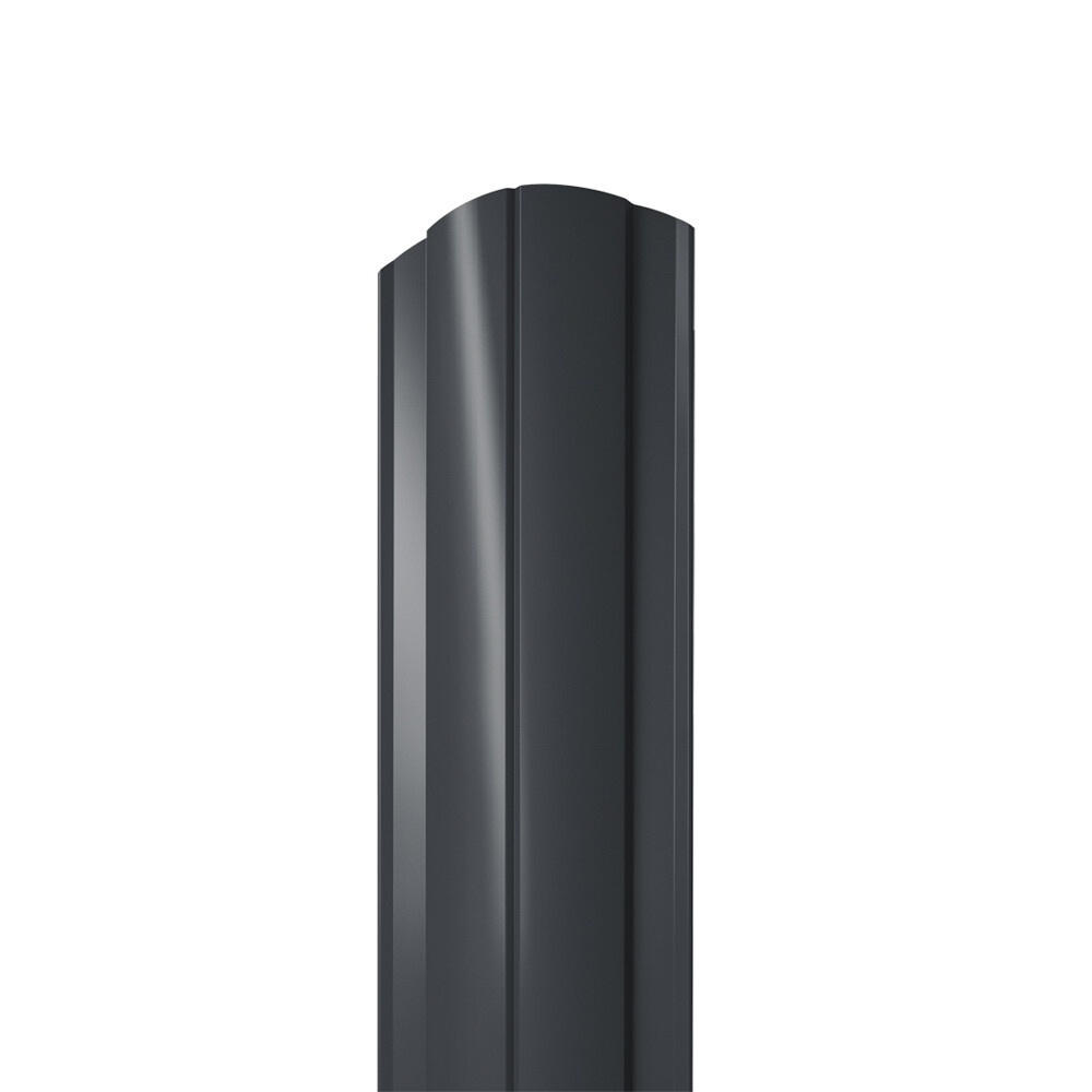 Изображение товара Евроштакетник полукруглый slim 0,45 мм 100х2000 мм графитовый серый