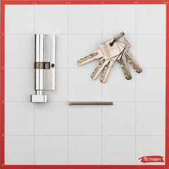 Цилиндр Palladium C BK CP 80 35х45 мм ключ/вертушка хром - фото 3