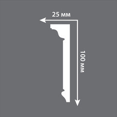 Молдинг из экополимера ударопрочный 100х25х2000 мм под покраску Stenopol C7227 белый - фото 3