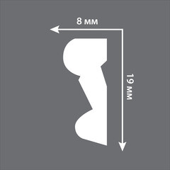 Молдинг из экополимера ударопрочный 19х8х2000 мм под покраску Stenopol C707 белый - фото 2