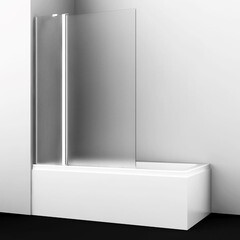 Шторка на ванну распашная 110х140х0,6 см профиль серебро WasserKraft Berkel 48P (48P02-110L Matt glass Fixed) - фото 3