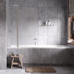 Шторка на ванну распашная 110х140х0,6 см профиль серебро WasserKraft Berkel 48P (48P02-110L Matt glass Fixed) - фото 2