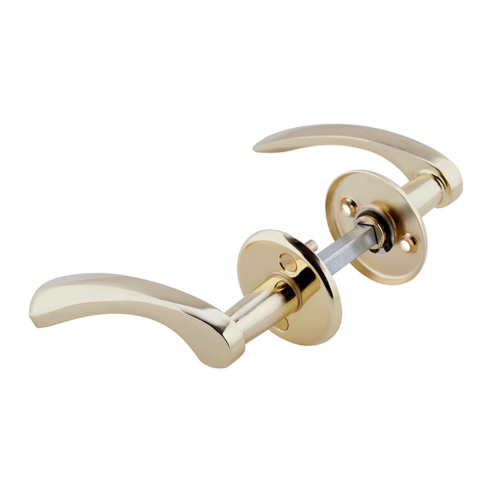 Изображение товара Ручка дверная ZIH02-PB для замка 2014/2018 круглая розетка золото Изображение товара Ручка дверная ZIH02-PB для замка 2014/2018 круглая розетка золото