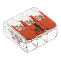 Клемма на 3 провода Wago 221-613 0,5-6 кв.мм с рычажками без пасты (20 шт.) (УТ-0318416/604422) - фото 1