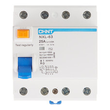 УЗО Chint NXL-63 25А 3P+N тип AC 30 мА 6 кА компактное (280789)