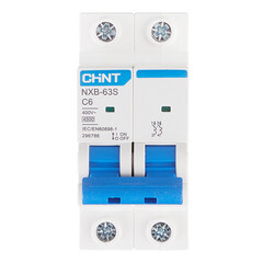Автоматический выключатель Chint NXB-63S (296786) 2P 6А тип С 4,5 кА 400 В на DIN-рейку