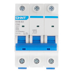 Изображение товара Автоматический выключатель модульный Chint NXB-63 3P 50А тип C 6 кА 400 В (814175)