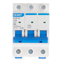 Автоматический выключатель модульный Chint NXB-63 3P 63А тип C 6 кА 400 В (814176) - фото 1