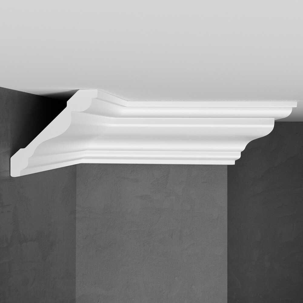 Изображение товара Плинтус потолочный из экополимера ударопрочный 77х77х2000 мм Stenopol C7154 Изображение товара Плинтус потолочный из экополимера ударопрочный 77х77х2000 мм Stenopol C7154