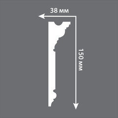 Плинтус потолочный из экополимера ударопрочный 150х38х2000 мм Stenopol C7214 - фото 3