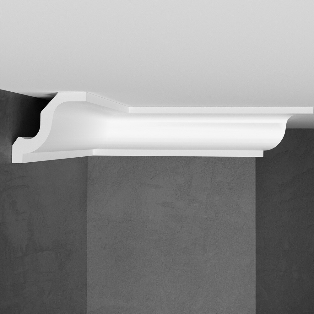 Изображение товара Плинтус потолочный из экополимера ударопрочный 55х52х2000 мм Stenopol C7108 Изображение товара Плинтус потолочный из экополимера ударопрочный 55х52х2000 мм Stenopol C7108