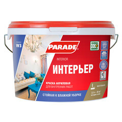 Краска моющаяся Parade W3 Интерьер база А белая 2,5 л - фото 1