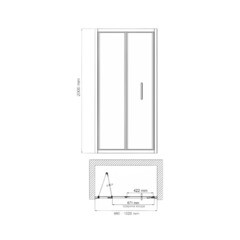 Душевая дверь WasserKraft Weser 78F стекло прозрачное 100х200 см профиль хром 6 мм складная (78F12) - фото 3