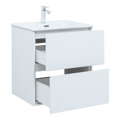 Тумба под раковину Lavelly Cube 60 см подвесная белый глянец (00316667) - фото 19