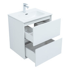 Тумба под раковину Lavelly Cube 60 см подвесная белый глянец (00316667) - фото 18