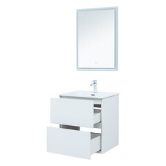 Тумба под раковину Lavelly Cube 60 см подвесная белый глянец (00316667) - фото 8