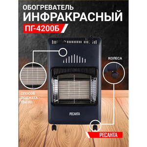 Обогреватель инфракрасный газовый Ресанта ПГ-4200Б 67/5/13 напольный ...