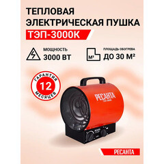 Пушка тепловая электрическая 3 кВт Ресанта ТЭП-3000К прямого нагрева (67/1/8) - фото 16