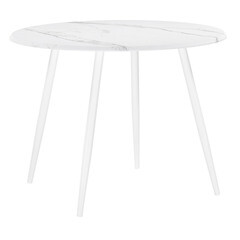 Изображение товара Стол кухонный круглый d1 м мрамор белый/белый матовый Абилин (520595)