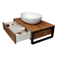 Изображение товара Тумба под раковину со столешницей 1Marka Roy 80 см подвесная дерево/коричневая (Ц0000026169/48843)