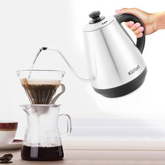 Электрический чайник Kitfort КТ-689 1 л для приготовления кофе хром - фото 2