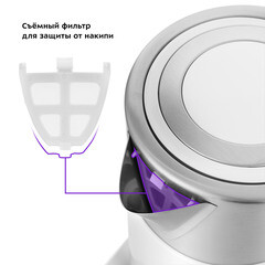 Электрический чайник Kitfort КТ-660-1 1,7 л белый/хром - фото 4