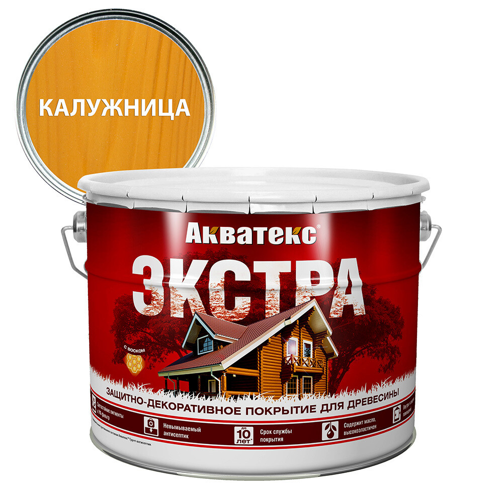 Изображение товара Антисептик Акватекс Экстра калужница 9 л декоративное защитное покрытие для древесины