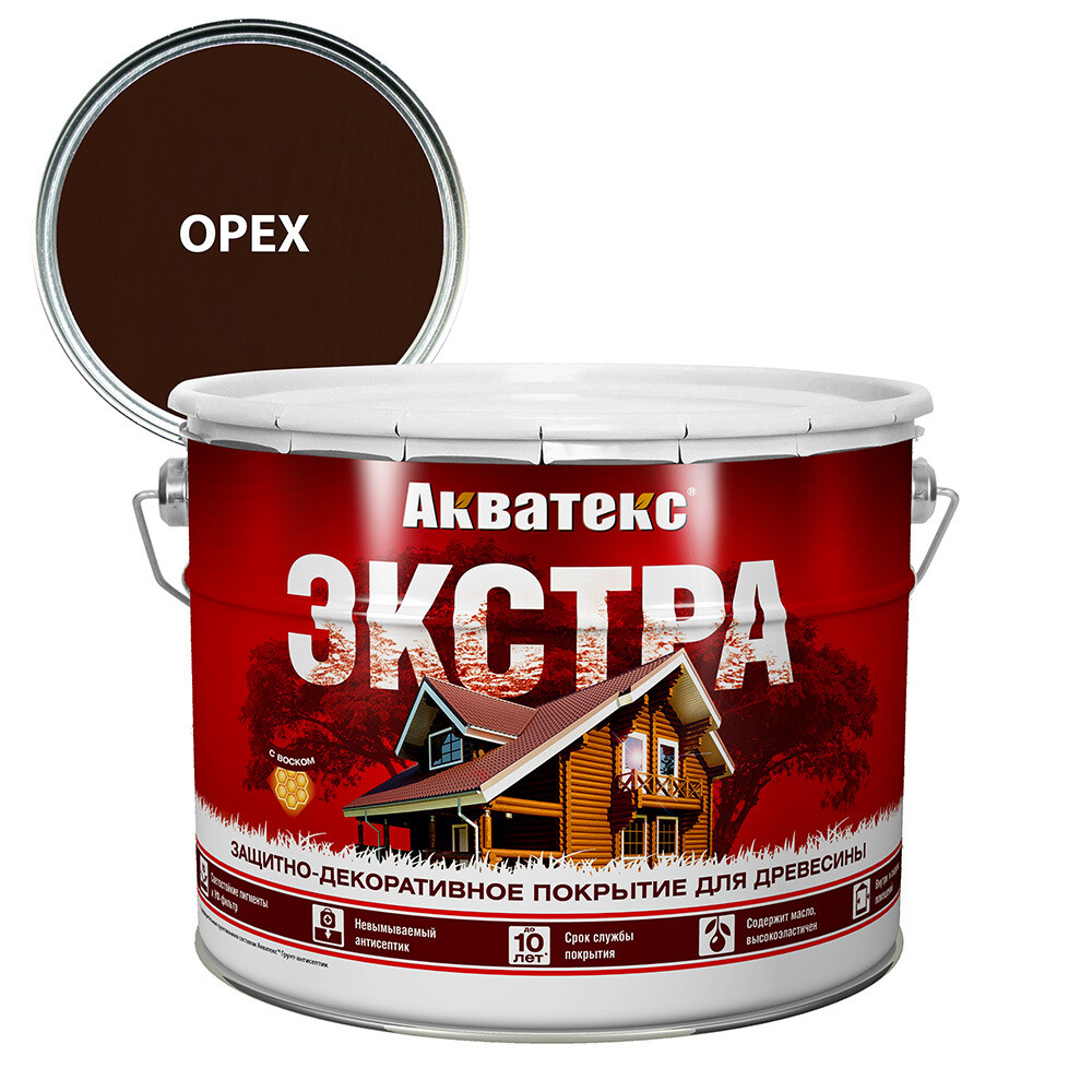 Изображение товара Декоративный антисептик для дерева Акватекс Экстра орех 9 л | Защита и украшение древесины