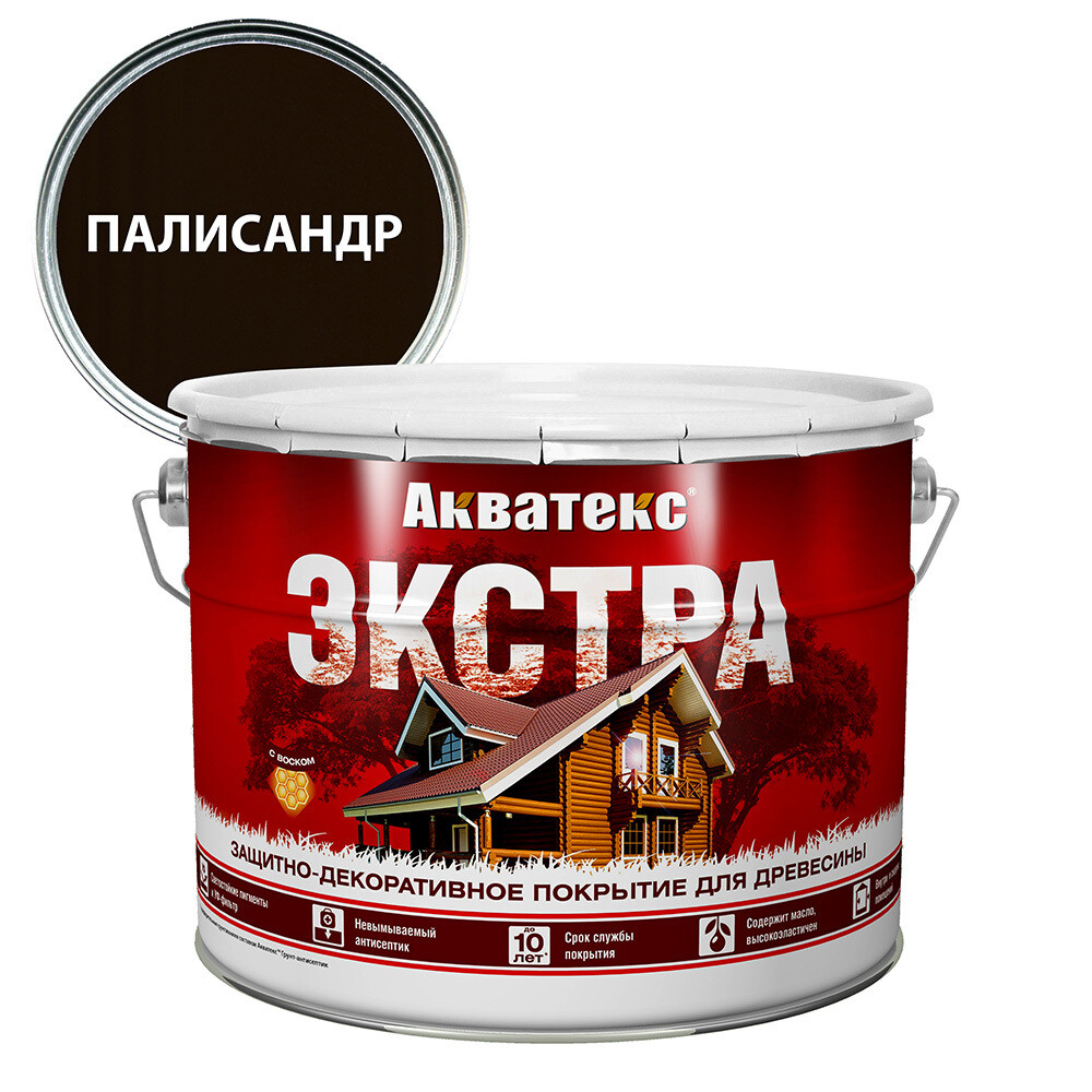 Изображение товара Декоративный антисептик для дерева Акватекс Экстра палисандр 9 л