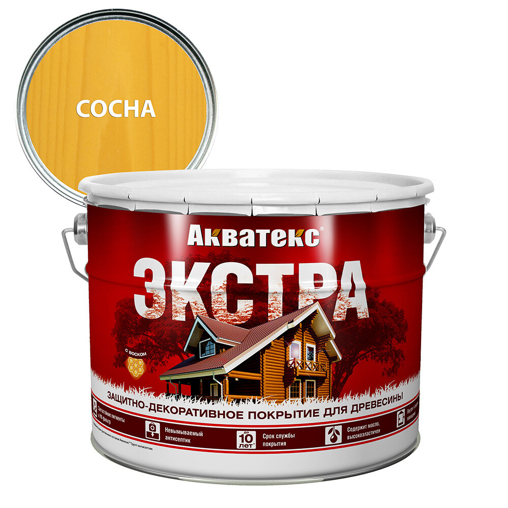 Изображение товара Декоративный антисептик для дерева Акватекс Экстра сосна, 9 л