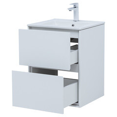 Тумба под раковину Lavelly Cube 50 см подвесная белый глянец (00316622) - фото 6