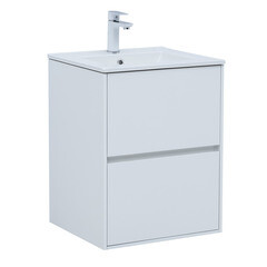 Тумба под раковину Lavelly Cube 50 см подвесная белый глянец (00316622) - фото 4