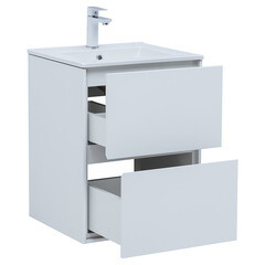 Тумба под раковину Lavelly Cube 50 см подвесная белый глянец (00316622) - фото 12