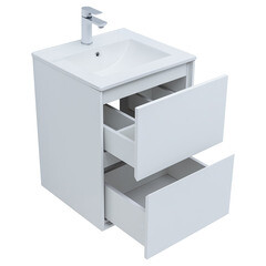 Тумба под раковину Lavelly Cube 50 см подвесная белый глянец (00316622) - фото 13