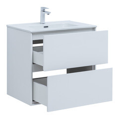 Тумба под раковину Lavelly Cube 71 см подвесная белый глянец (00316624) - фото 9