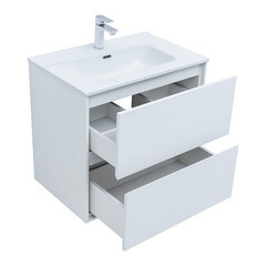 Тумба под раковину Lavelly Cube 71 см подвесная белый глянец (00316624) - фото 8