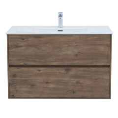 Тумба под раковину Lavelly Cube 100 см подвесная дуб рустик (00316637) - фото 12