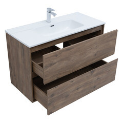 Тумба под раковину Lavelly Cube 100 см подвесная дуб рустик (00316637) - фото 8