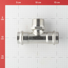 Тройник Valtec (VTi.933.I.280628) 28 мм х 1 НР(ш) х 28 мм нержавеющая сталь - фото 2