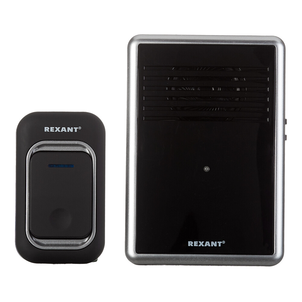 Изображение товара Звонок Rexant RX-30 (73-0015) беспроводной с кнопкой 25 мелодий черный с цифровым кодированием
