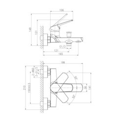 Смеситель для ванны Cersanit Flavis хром однорычажный с коротким изливом без лейки (63035) - фото 7