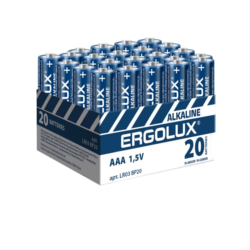 Изображение товара Батарейки ААА LR03 1,5 В щелочные, упаковка 480 шт. Ergolux