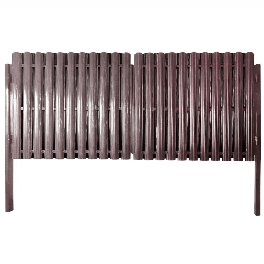 Изображение товара Распашные ворота из металла с двухсторонним штакетником, коричневые, 3х1,5 м, RAL 8017