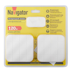 Звонок Navigator (612768) беспроводной с кнопкой 10 мелодий белый - фото 2