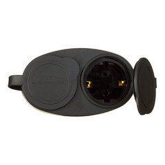 Розетка штепсельная Svet двойная с заземлением IP44 черная - фото 3